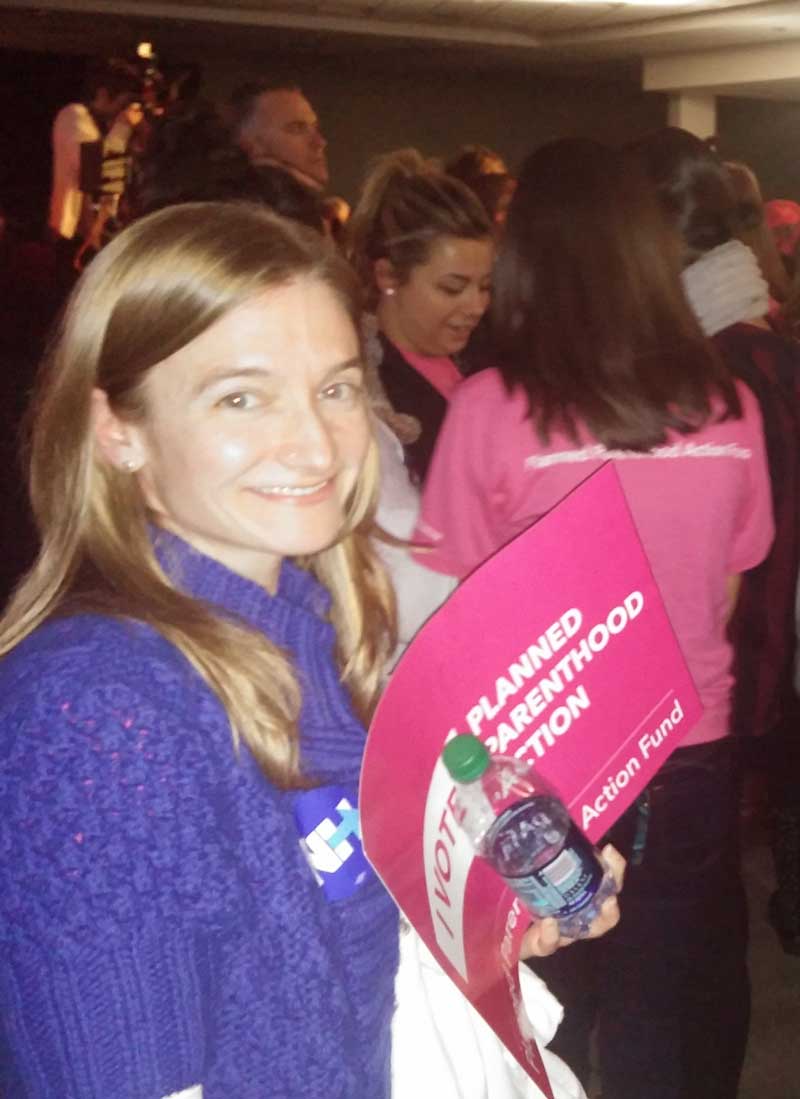 Morgan at Planned Parenthood’s formal endorsement of Hillary Clinton in Manchester, New Hampshire.
